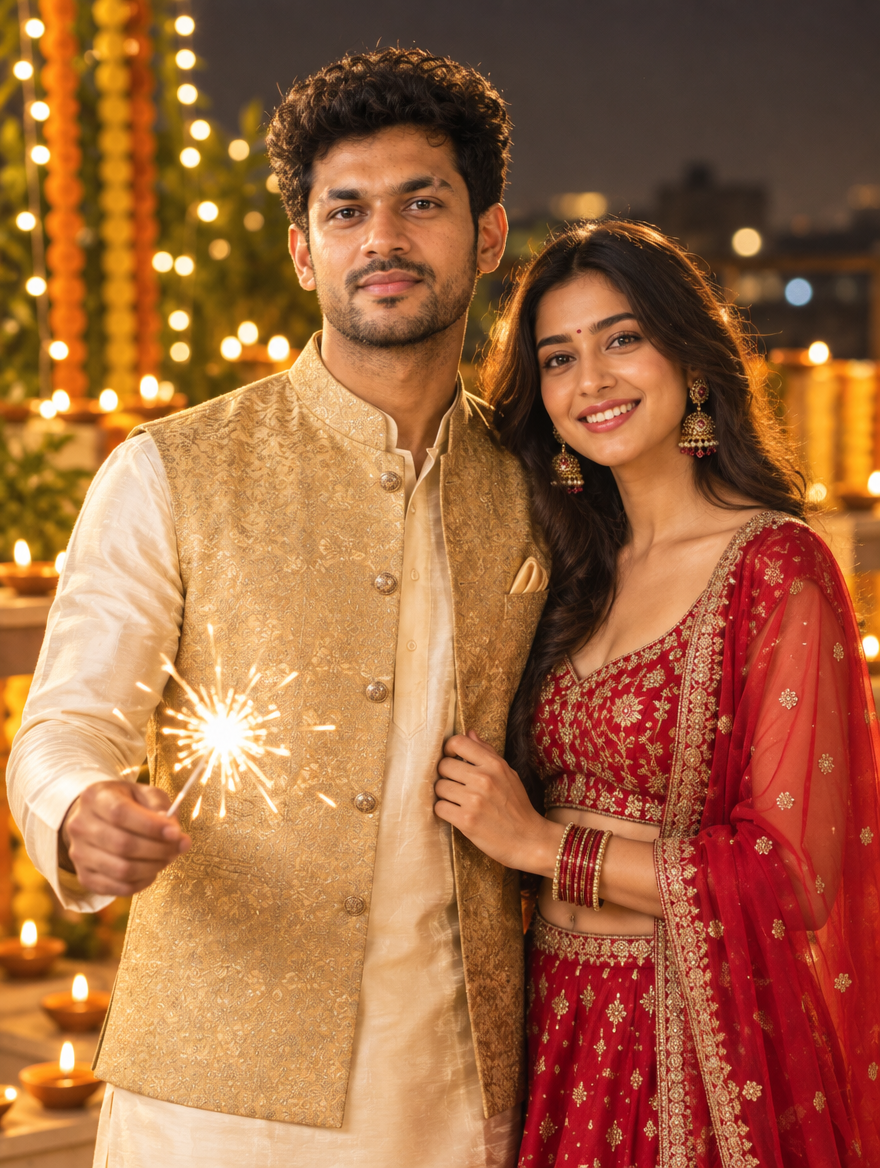Diwali Couple AI Photo Editing Prompt 2026
