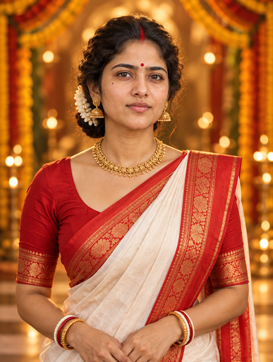 Durga Puja Bengali Look AI Photo Prompt 2026